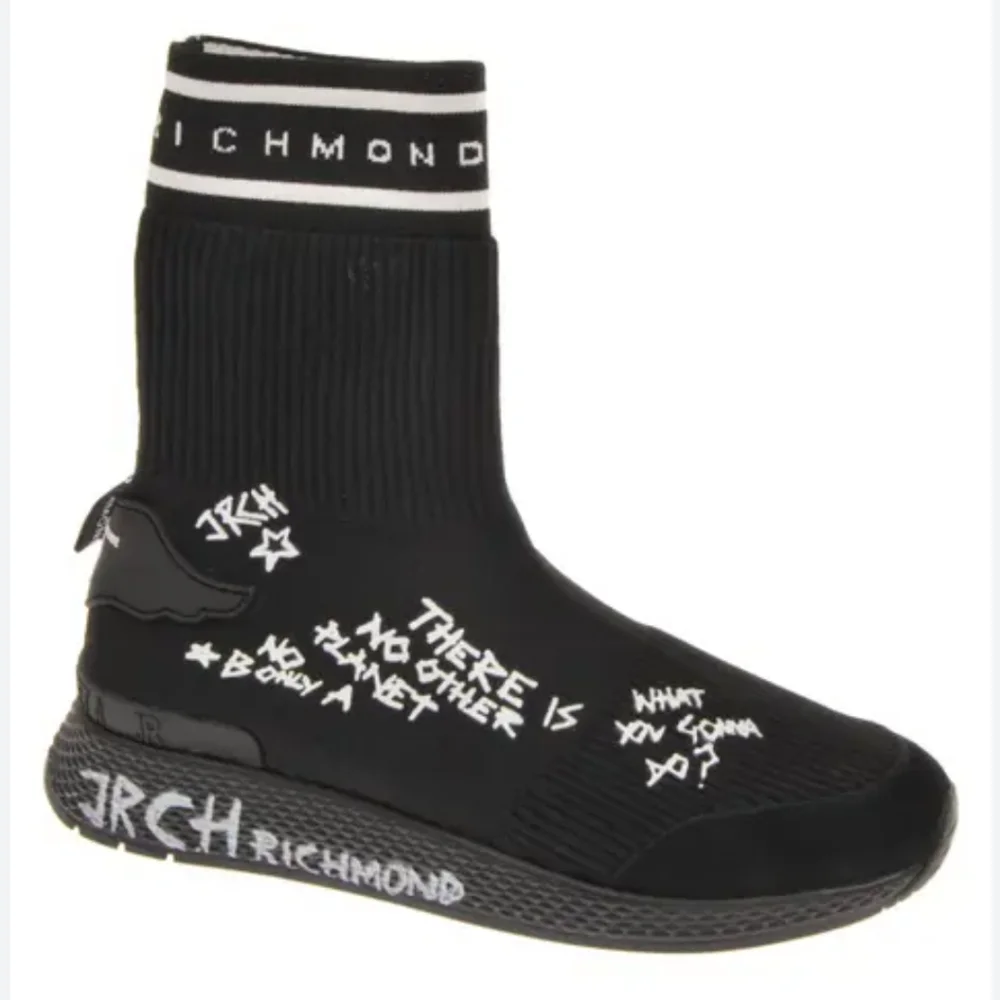 JOHN RICHMOND WOMENS SOCK FIT HI TOP SNEAKER IN BLACK, 36 - Picture 2 of 16
